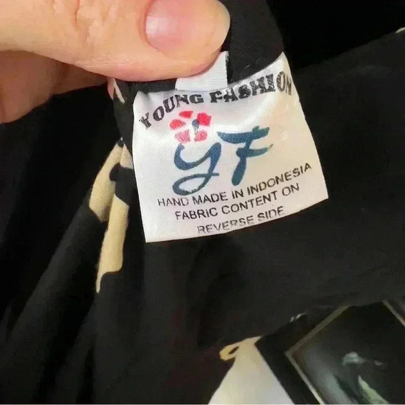 90s YF Young Fashion Black Beachy Button Dress - Size Medium - Picture 4 of 7